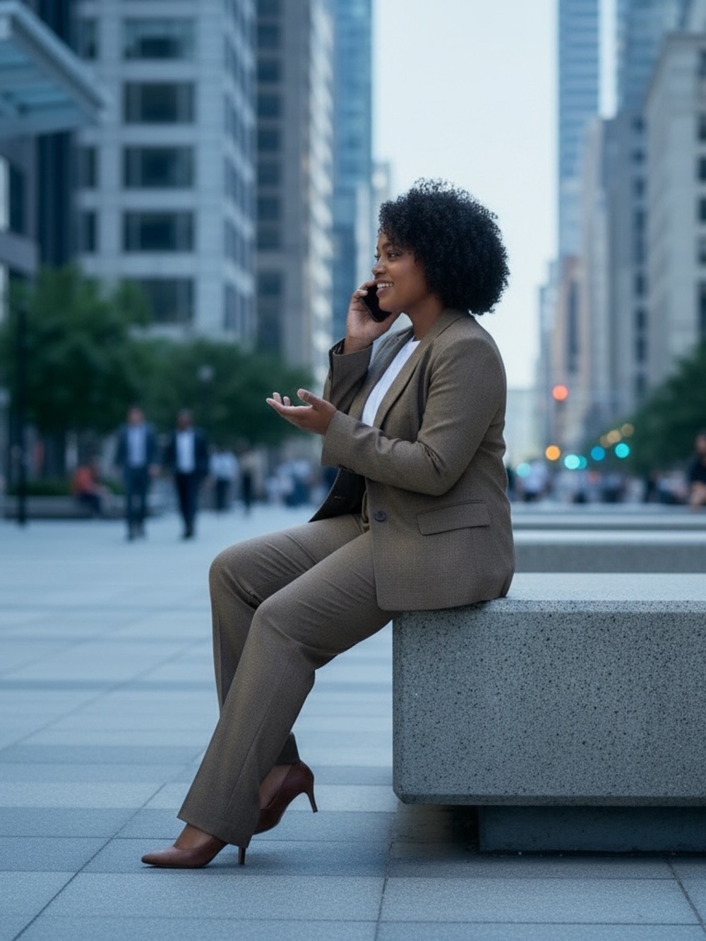 Le Suit Woman: Tweed Straight-Leg Pantsuit